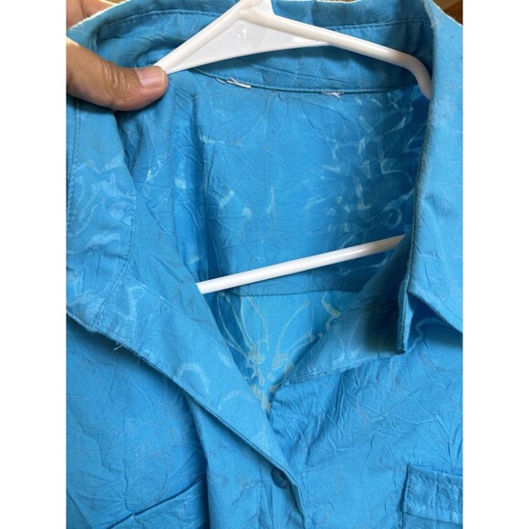 Cute Allison Daley Shirt Womens Teal Shiny Sheer Collared Button Up Top-Size 2xl - Picture 1 of 6